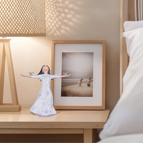 QIANLING Bluebird Angel Statue - 73in Hand-Painted Resin Decor