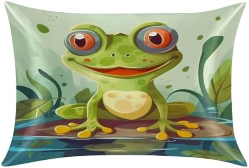 GzLeyigou Frog Satin Pillowcase 20x40in King Size Zipper Closure