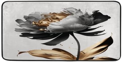 Hapuxt 39x20 Inch Luxury Gold Grey Kitchen Rug
