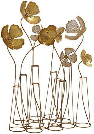 Deco 79 Gold Metal Floral Statue Decor 16x9x21