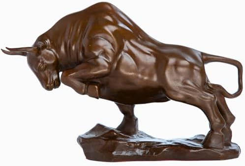 R REALONG Bronze Bull Sculpture - 93in Charging Bull Decor Figure