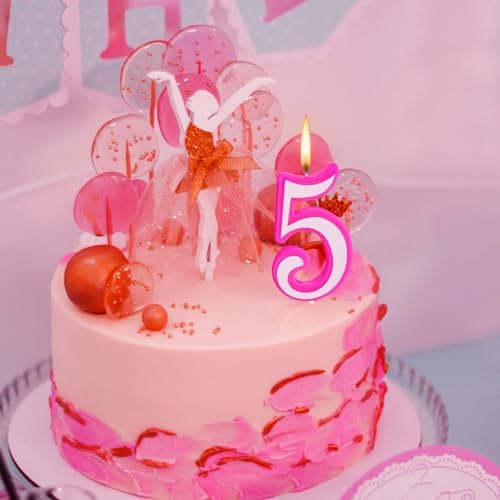 MTLEE Pink Numerals Birthday Candle for Girls Party Decor