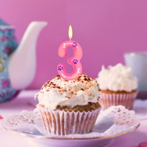 Dog Paw Themed Birthday Candles for 3rd Birthday Party Supplies