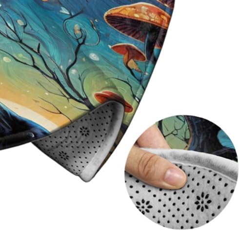 Modern Magic Mushrooms Starry Sky Round Area Rug