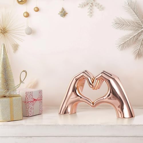Pink Heart Hands Decor Sculpture for Home
