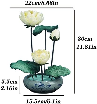GaRcan Artificial Lotus Bonsai with Ceramic Pot