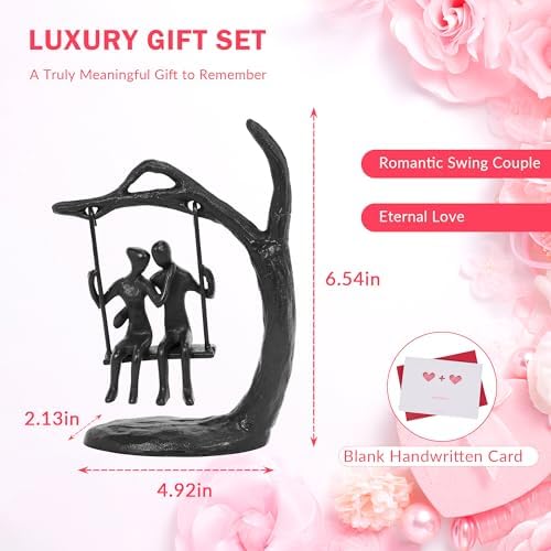 Hanna Roberts Cast Iron Couple Statue for Anniversaries