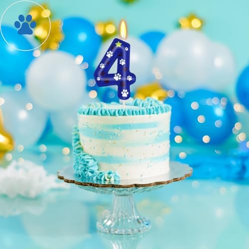 ElekFX Blue Dog Paw Birthday Candles Number 4