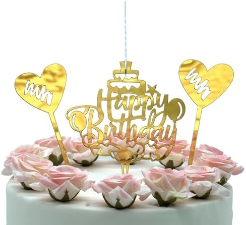 Spark Magic Happy Birthday Cake Candle Topper with 2 Wicks