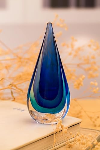 Yao Yuan Blue Murano-Style Hand-Blown Glass Statue