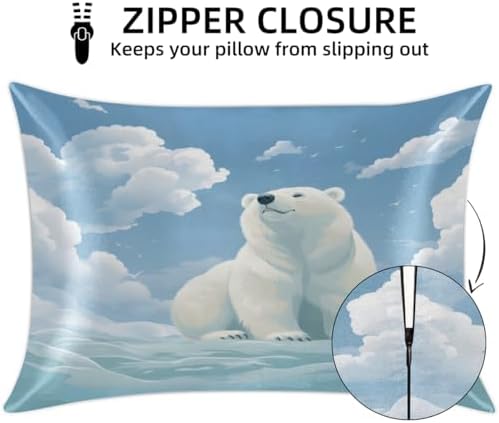 GzLeyigou Polar Bear Satin Pillowcase 20x26in Standard