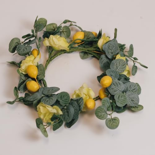 A Cheerful Giver Eucalyptus Lemon Rose Artificial Wreath Candle Ring