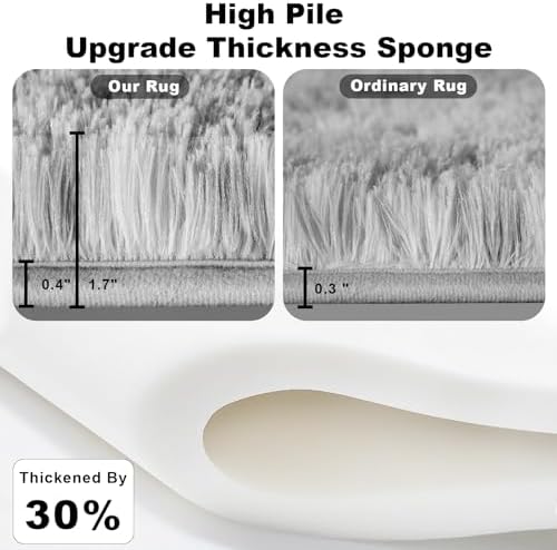 Blivonta 3x5 Shaggy Entryway Rug - Non Slip Tie Dyed Grey