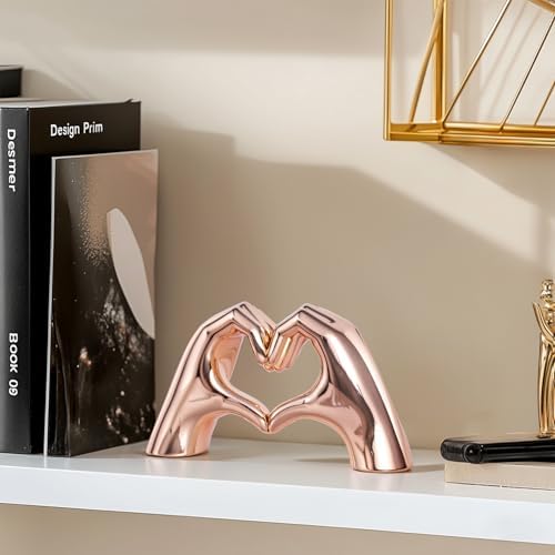 Pink Heart Hands Decor Sculpture for Home