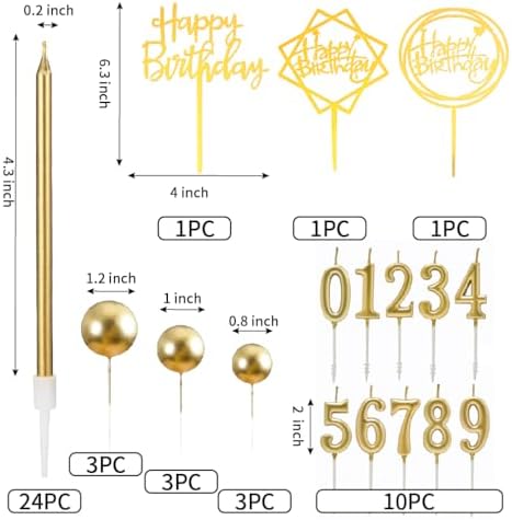 PHD CAKE 46 Pcs Birthday Candles Toppers Set