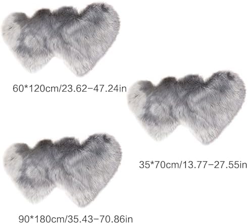 XISAOK Double Heart Shape Plush Fuzzy Carpet