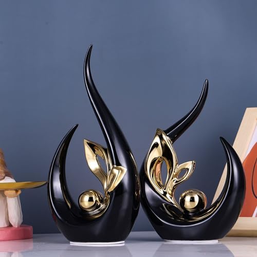 Black Gold Ceramic Statues for Modern Home Decor