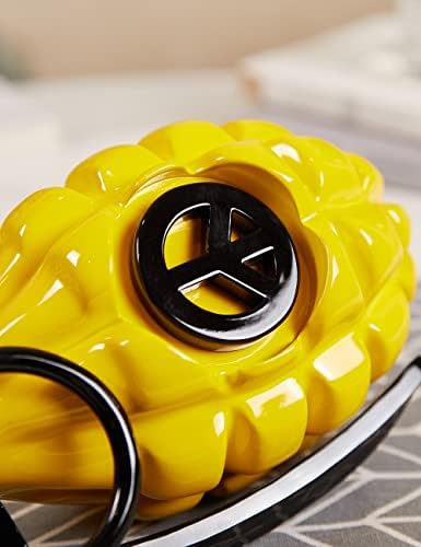 Grenade Decor Statue Modern Art Polyresin Yellow 10 Inch