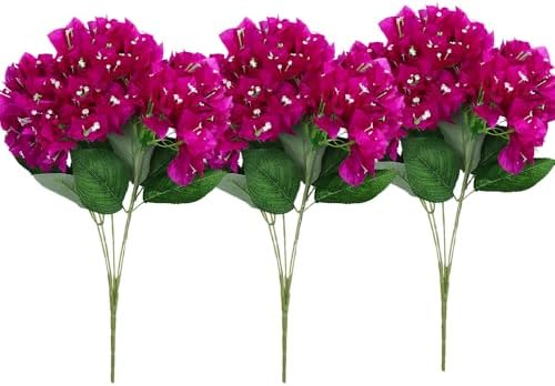 3pcs Faux Bougainvillea Flowers 196In Purple Blue Artificial Bouquet for Wedding Centerpieces