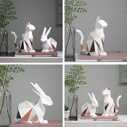 HAUCOZE Geometric Rabbit Statue 61inch Home Decor