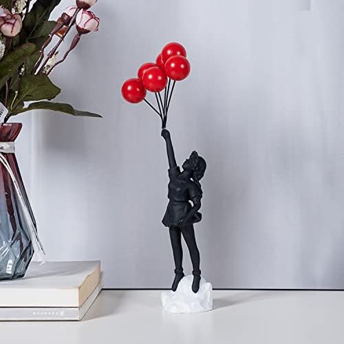 Flying Balloons Girl Statue Modern Art Decor