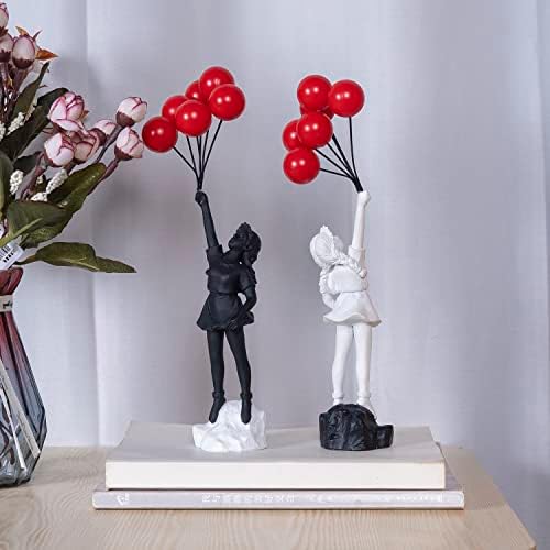 Flying Balloons Girl Statue Modern Art Decor