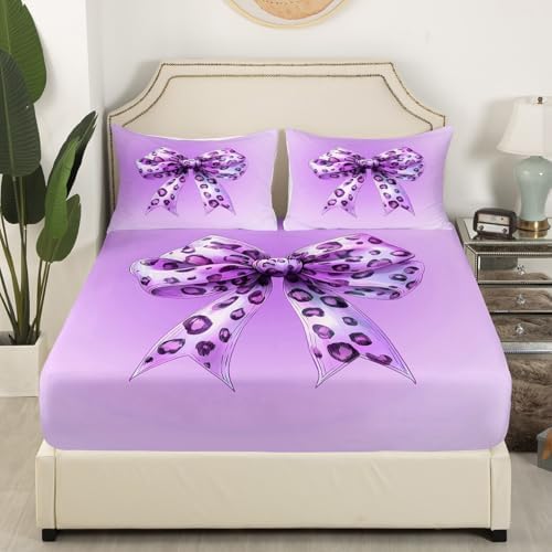 Manfei Bowknot Cheetah Print Sheet Set Twin Size