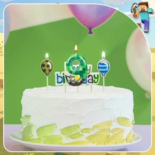 TNT Number 9 Birthday Candle - Dynamite Themed Green Cake Topper
