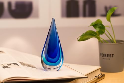 Yao Yuan Blue Murano-Style Hand-Blown Glass Statue