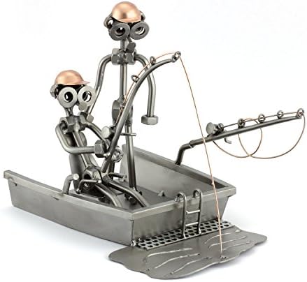 Ocean-Fishing Sculpture Nuts Bolts Handmade Ornaments Germany Metal Figurine