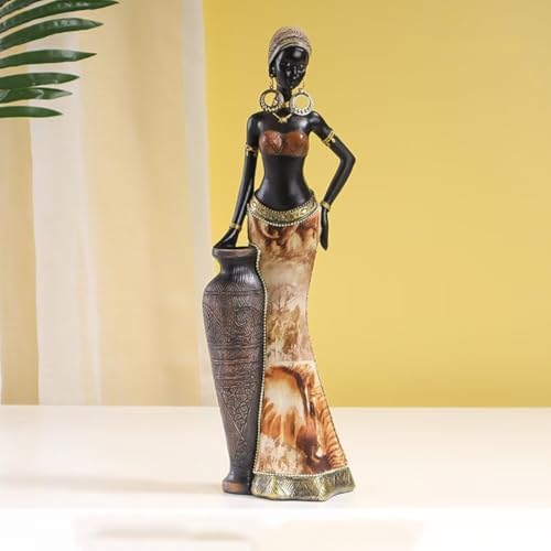 African Woman Statue Resin Lifelike Home Decor