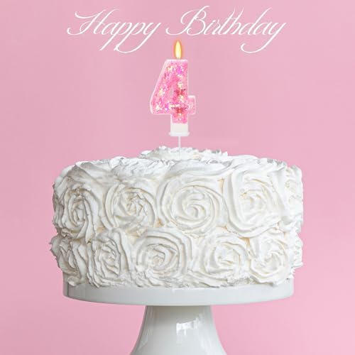 Pink Butterfly Number 4 Birthday Candle for Princess Party