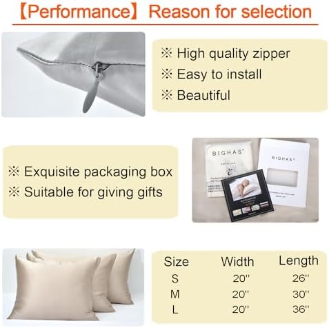 100 Mulberry Silk Pillowcase with Hidden Zipper Soft 19 Momme 600 Thread Count