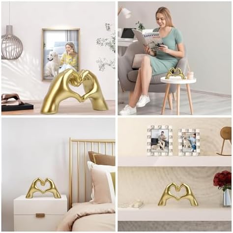 Wisifayardin Large Gold Heart Hands Statue Decor