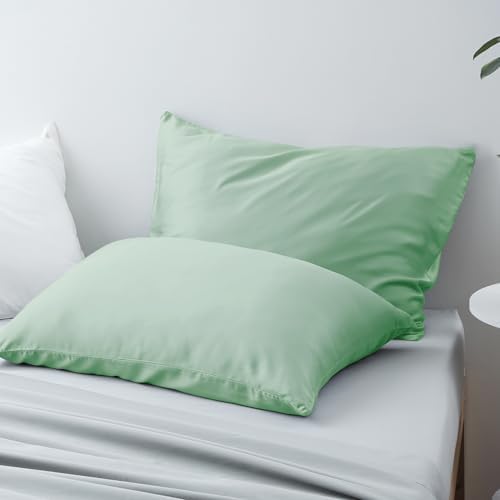 Zaizaihome King Size Pillowcases Set of 2 Sage Green