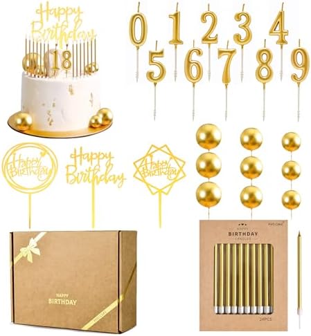 PHD CAKE 46 Pcs Birthday Candles Toppers Set