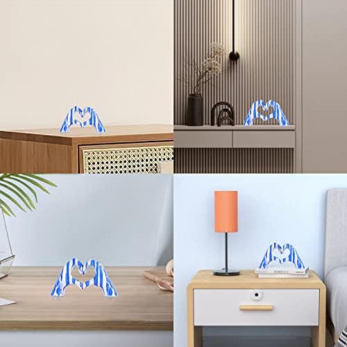 Blue and White Heart Gesture Sculpture for Home Decoration