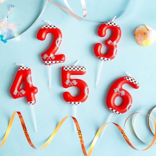 Zi Lan Red Racing Car Number 3 Birthday Candle