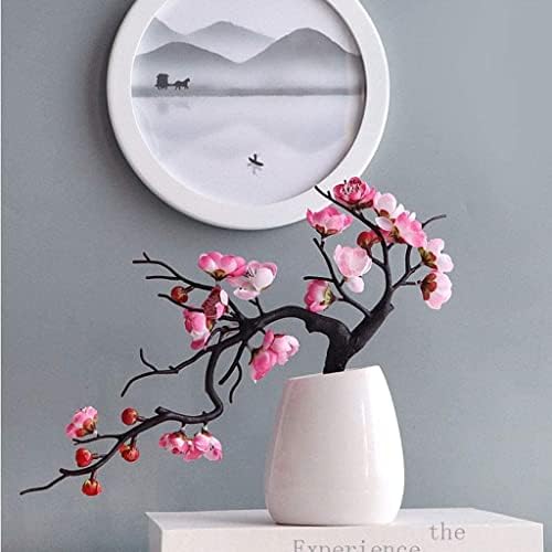 Lifelike Artificial Plum Blossom Bonsai with Ceramic Vase