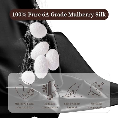 Momelo 100 Pure Mulberry Silk Pillowcase - Smooth Dual Sides Cooling Zipper Closure