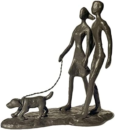 Romantic Couple and Dog Cast Iron Sculpture