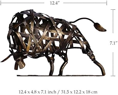 Tooarts Contemporary Iron Sculpture Cattle Statue Decor Accents