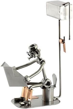 German Metal Man on the Loo Sculpture Nuts Bolts Ornament