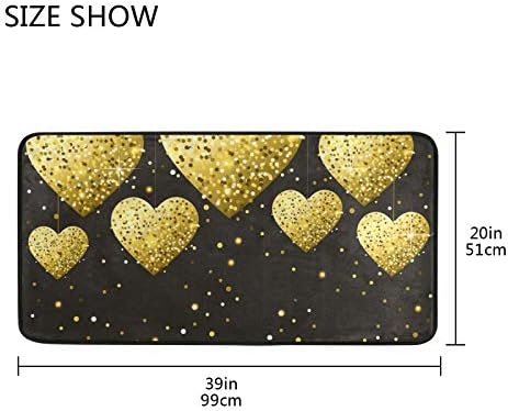 Qilmy Yellow Light Heart Rug Non-Slip 39x20 Inch