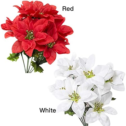 6 Pack Artificial Poinsettia Bushes for Christmas Decor