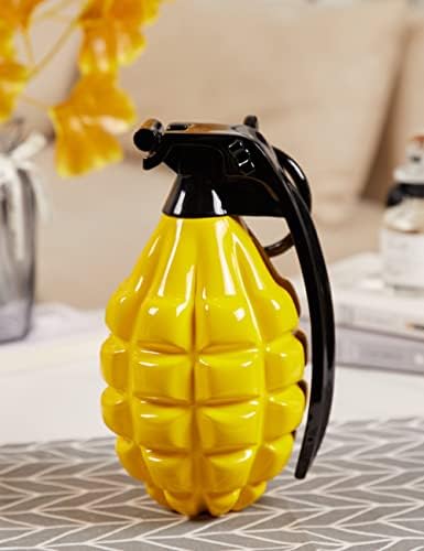 Grenade Decor Statue Modern Art Polyresin Yellow 10 Inch