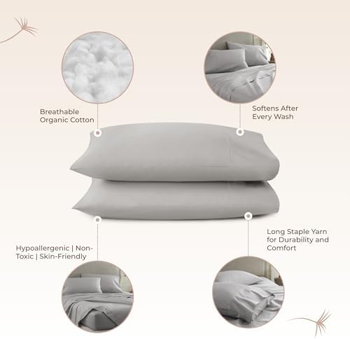 Whisper Organics Organic Cotton Pillow Cases King Size Set of 2