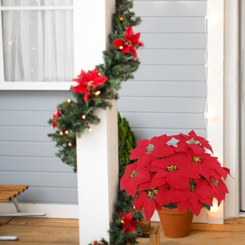CISDUEO 2 Pcs Artificial Poinsettia Bushes