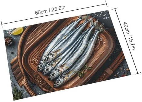 Sardines Floor Mat Non-Slip Entryway Rug for Home and Kitchen