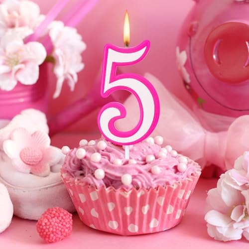 MTLEE Pink Numerals Birthday Candle for Girls Party Decor